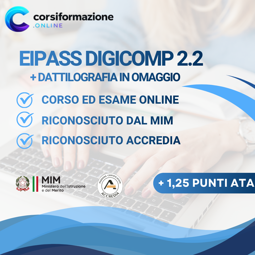 EIPASS 7 MODULI USER Più Corso Online di Dattilografia in Omaggio Più Esame Integrativo EIPASS 7 MODULI STANDARD